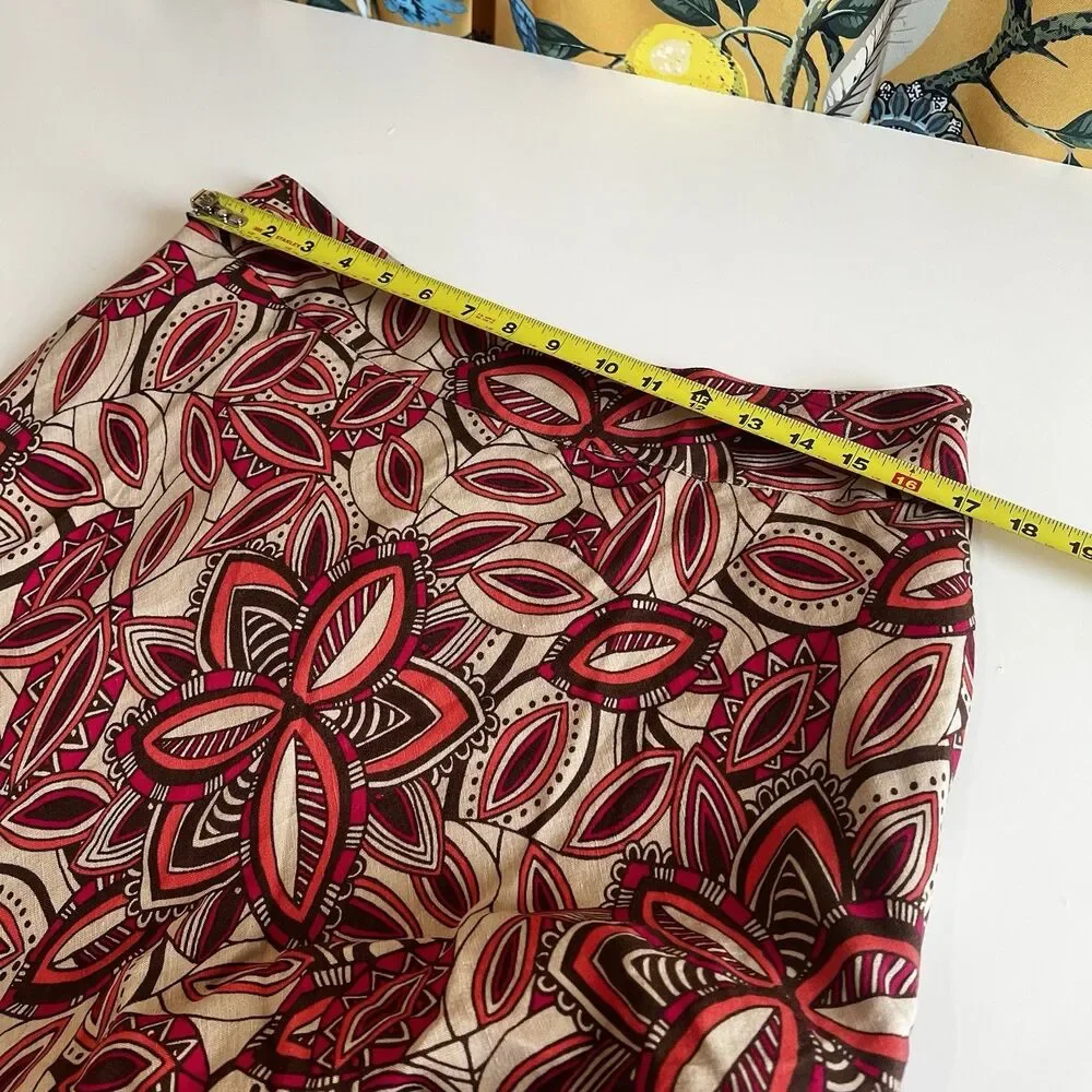 East 5th Women's Long Floral Linen Skirt Size 12 Preppy Y2K Awkward Skirt Fall - Picture 6 of 7